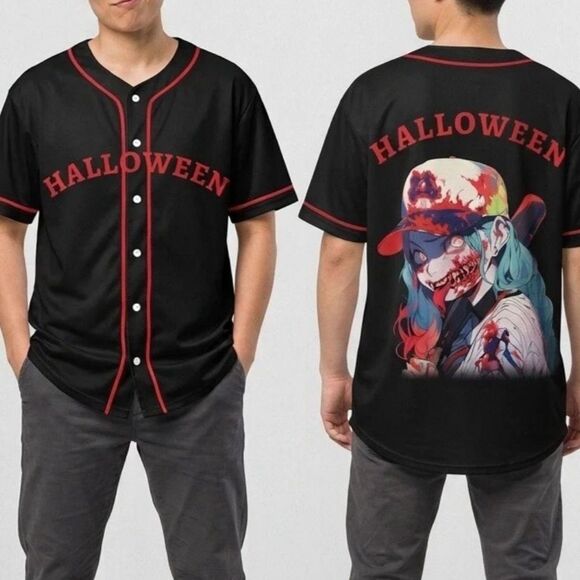 Halloween Other - Halloween Shirt Mens XXL Michael Myers Baseball Jersey Anime Streetwear Grunge